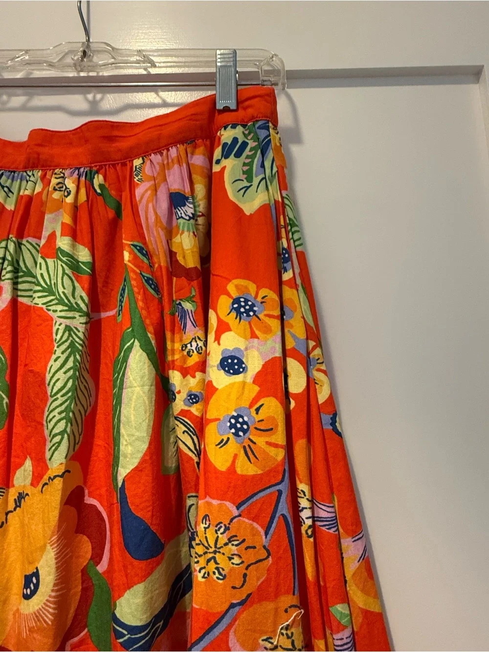 Maeve Anthropologie Bold Orange Floral Maxi Skirt - Picture 3 of 4